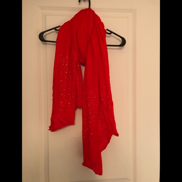Brand new red scarf with rhinestones - Picture 1 of 3